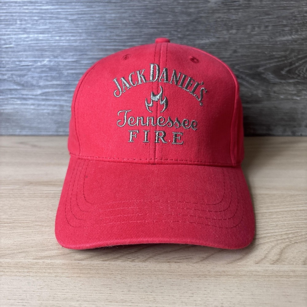 Jack Daniel's Hat Cap Strap Back One Size Red Tennessee Fire Embroidered Mens
